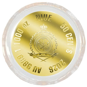 2026 Niue Bourbon 1/1000 oz .9999 Gold Coin in Card - Captain’s Chest Bullion