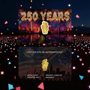 2026 USA 250 Years New Year 1/1000 oz .9999 Gold Shaped in Card - Captain’s Chest Bullion