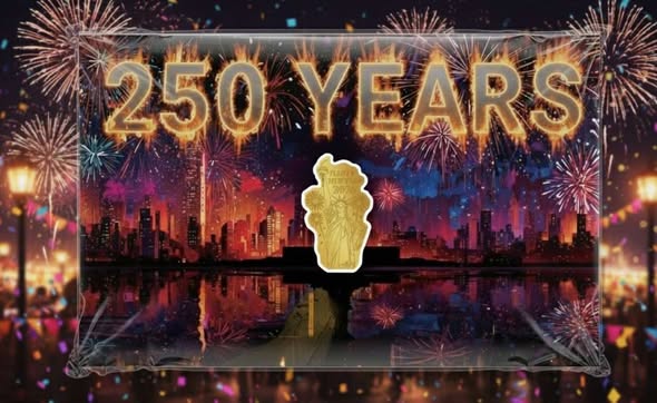 2026 USA 250 Years New Year 1/1000 oz .9999 Gold Shaped in Card - Captain’s Chest Bullion