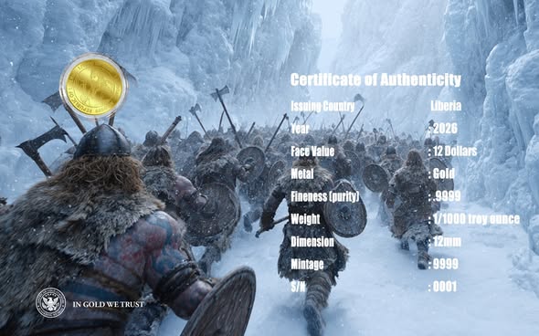 2026 Viking 1/1000 oz .9999 Gold Coin in Card - Captain’s Chest Bullion