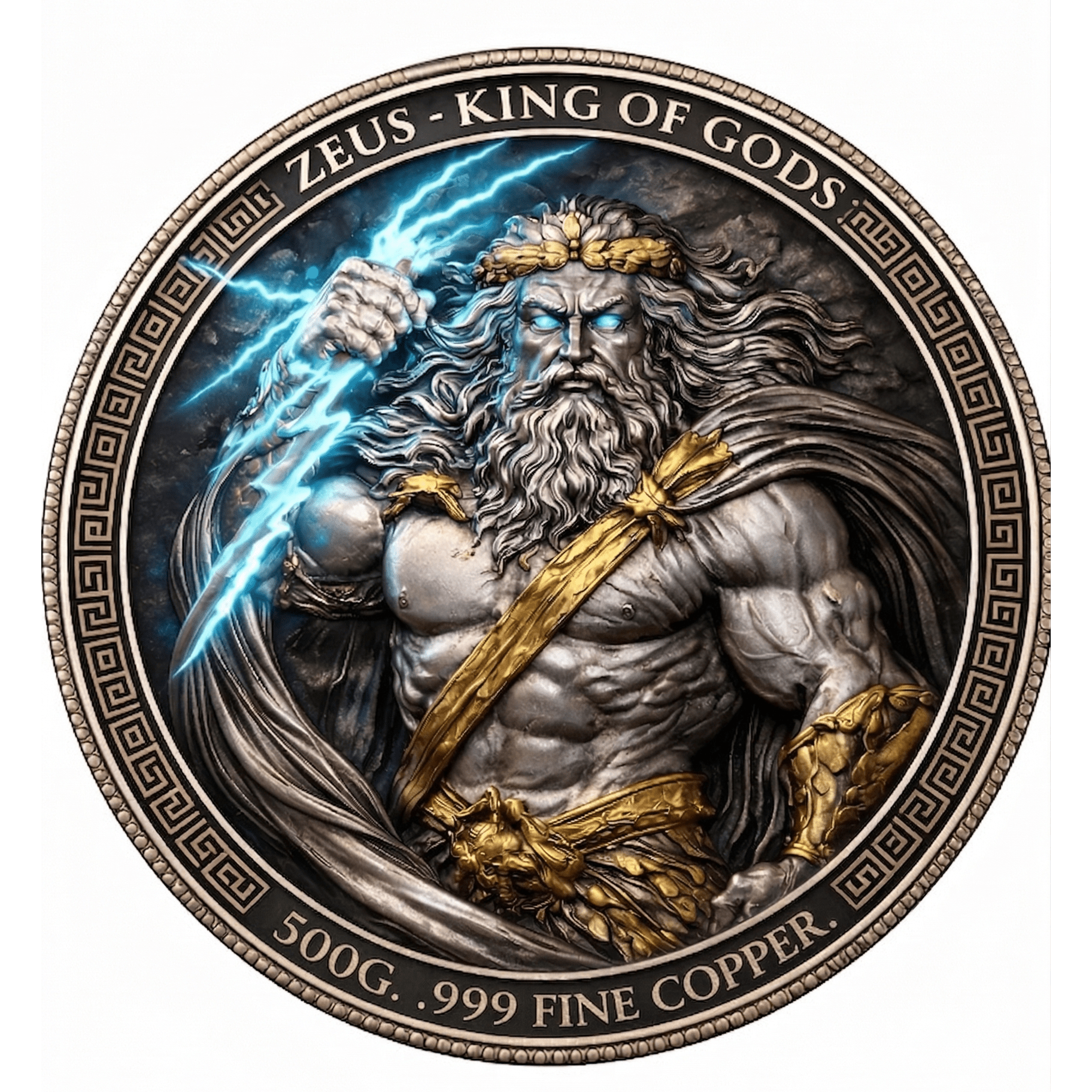 2026 Zeus King of Gods Colorized .999 5oz Copper - Captain’s Chest Bullion
