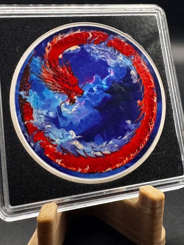 2024 Perth Lunar Year of Dragon Red Dragon Colorized 1oz .999 Silver Coin