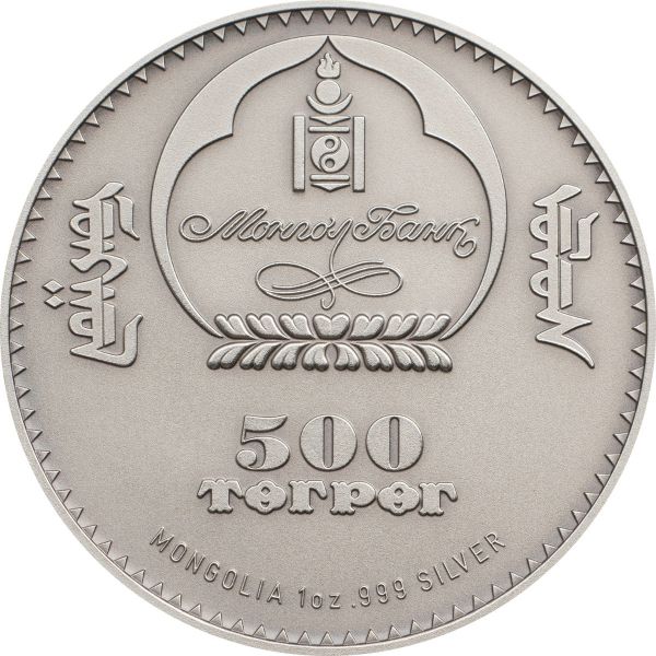 Mongolia 2017 500 Togrog Wildlife Protection - Sable 1 Oz Silver Antique Coin