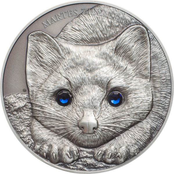 Mongolia 2017 500 Togrog Wildlife Protection - Sable 1 Oz Silver Antique Coin