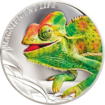 Cook Islands 2020 5usd  Chameleon  Magnificent Life - 1 Oz Proof Silver Coin