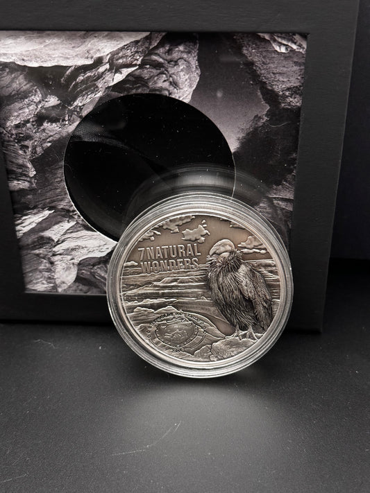 2021 Palau Seven Natural Wonders: Grand Canyon 3oz Silver Coin 1 of 9 Custom Antique