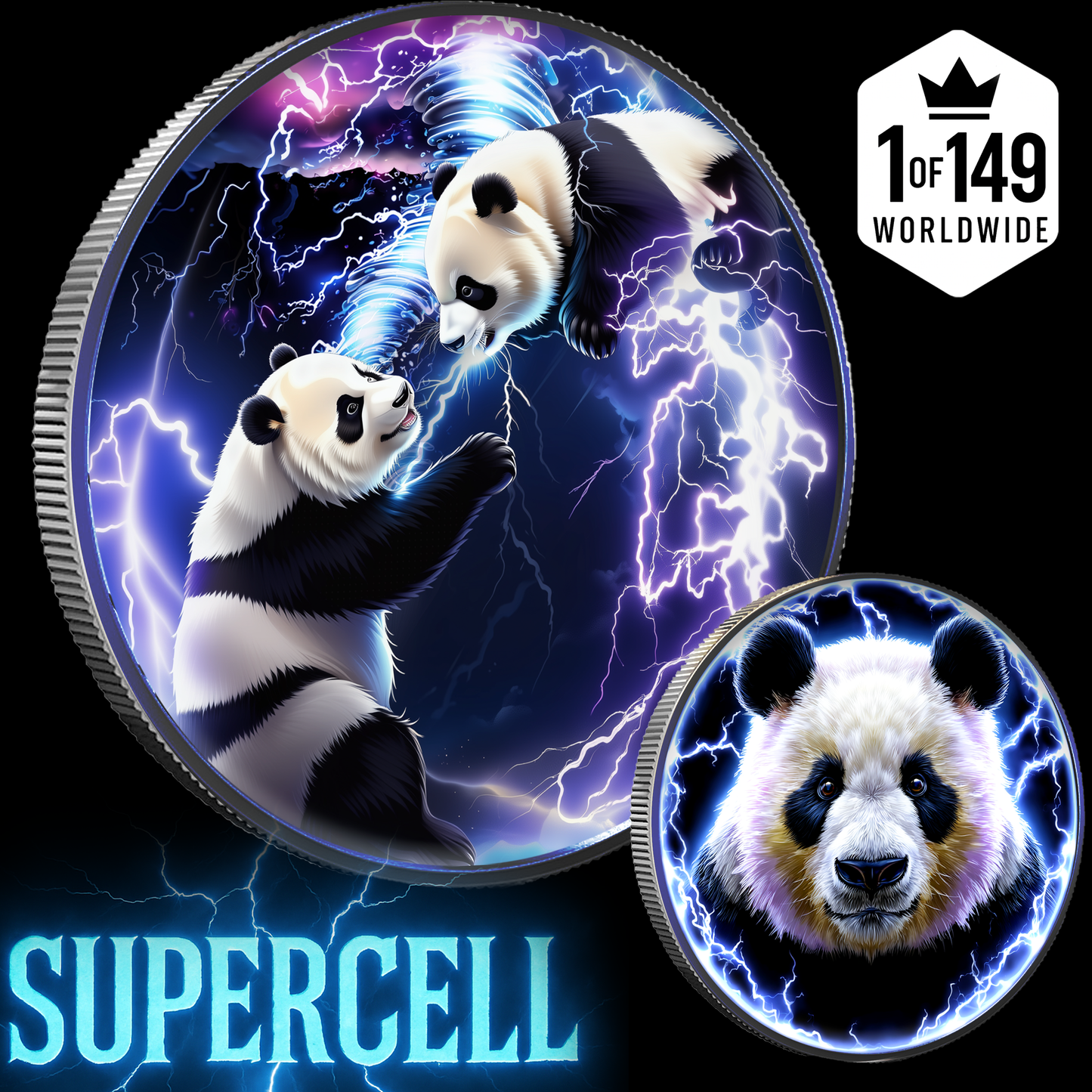 2023 China Panda “Supercell” Storm 1oz .999 Silver Colorized Coin