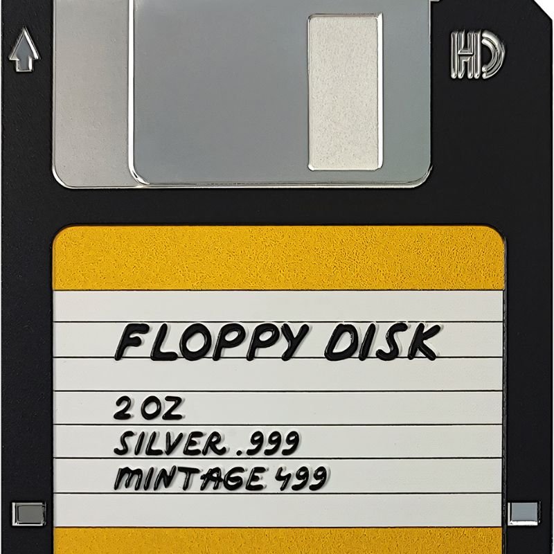 2 oz Floppy Disk Colored Version Series: Tech .999 Silver Coin