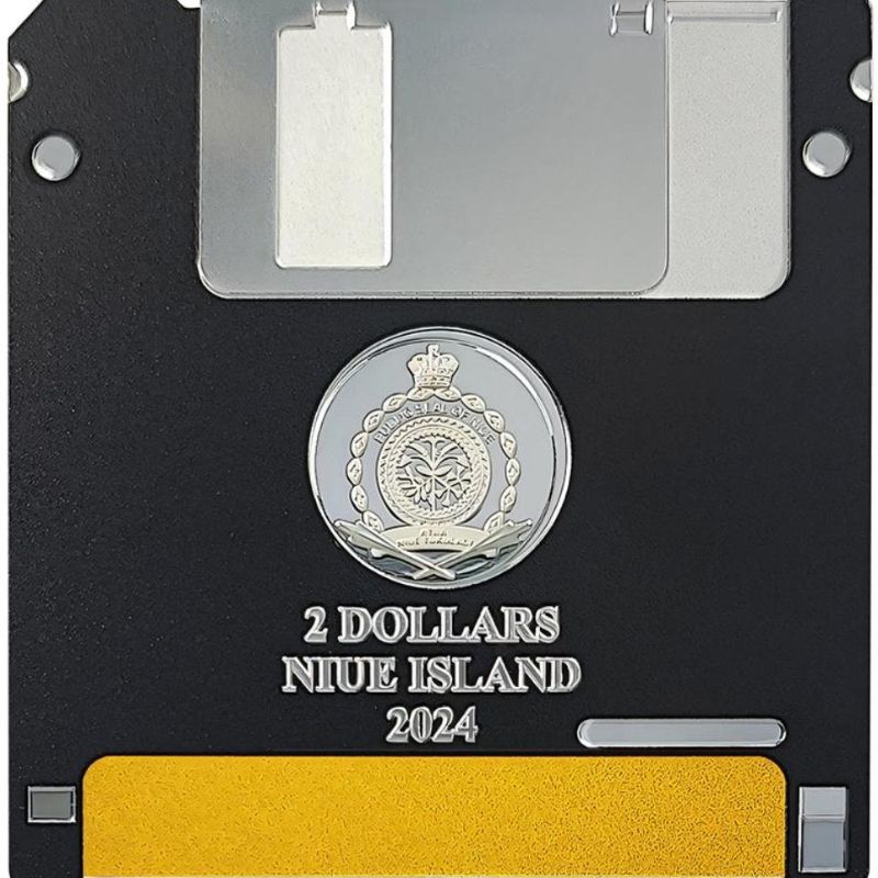 2 oz Floppy Disk Colored Version Series: Tech .999 Silver Coin