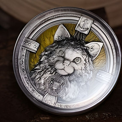 2 oz The Ship Cat Extra Specs: UHR & glow in the dark .999 Silver Coin