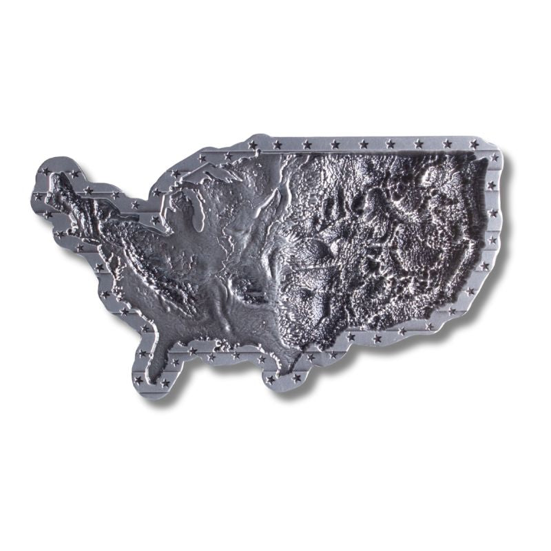 2 oz silver stackables"Map of the United States"