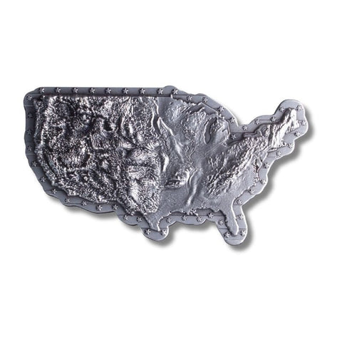 2oz .999 Silver Map of the United States Stacker