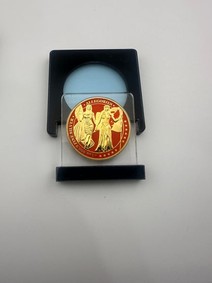 2019 The Allegories Columbia & Germania Red Gold 1oz Silver Coin