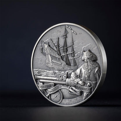 2023 Barbados Captain's of Fortune Queen Anne's Revenge 2 oz Silver Coin with Decorative Book Case and COA