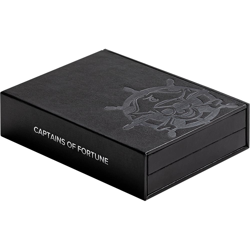 2023 Barbados Captain's of Fortune Queen Anne's Revenge 2 oz Silver Coin with Decorative Book Case and COA