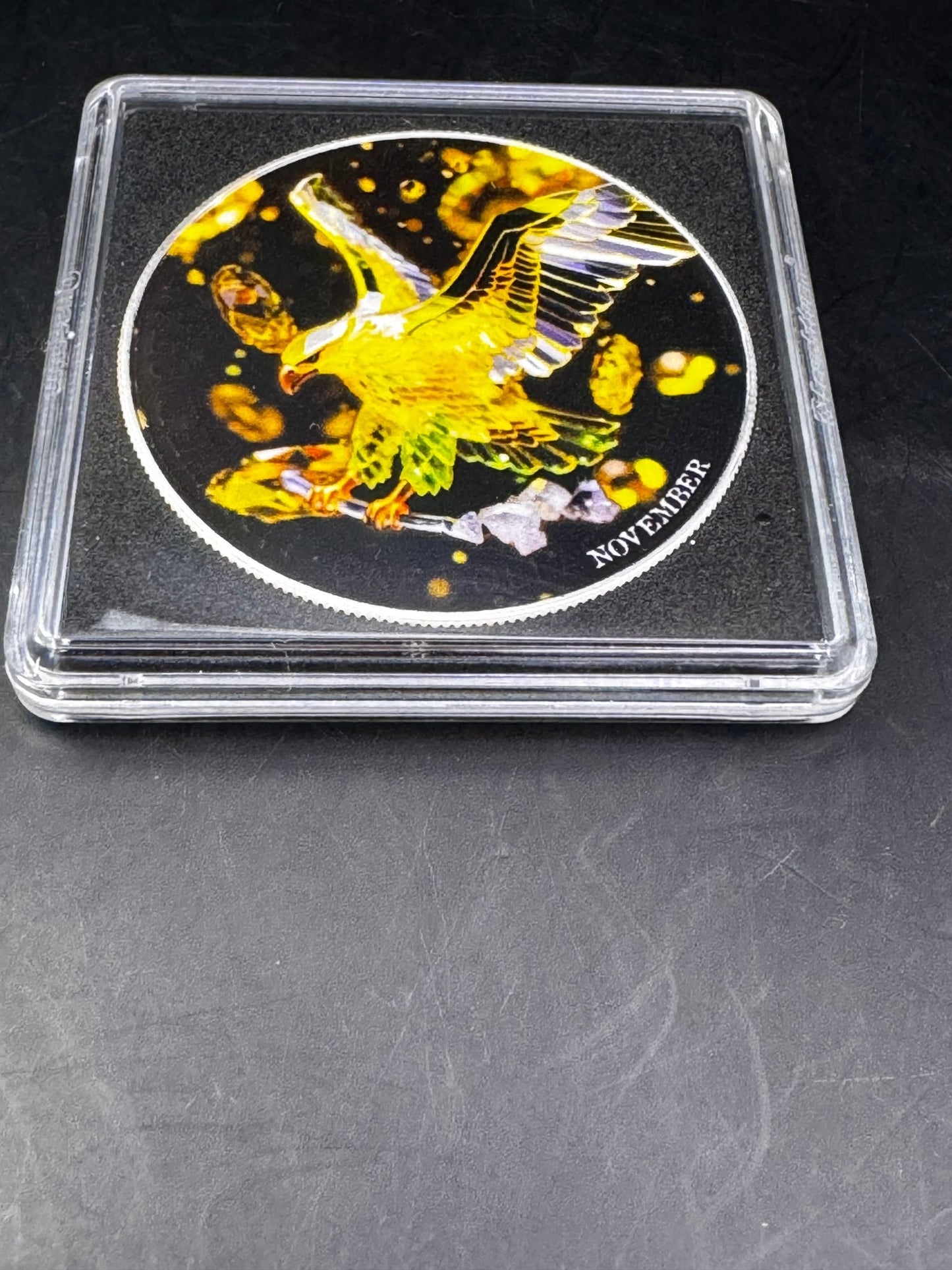 2024 Silver Eagle .999 1oz Silver Coin Colorized November Citrine Gemstone