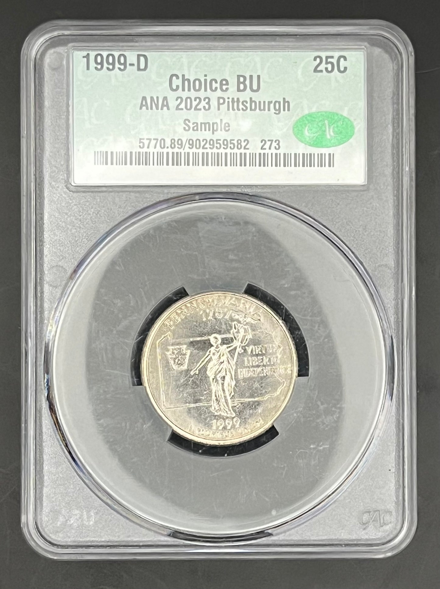 1999-D Choice BU Ana Pittsburgh Show Sample Quarter