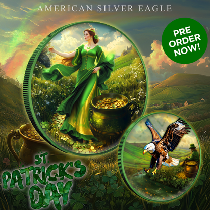 2024 Silver Eagle St. Patricks Day Edition 1oz .999 Silver Coin