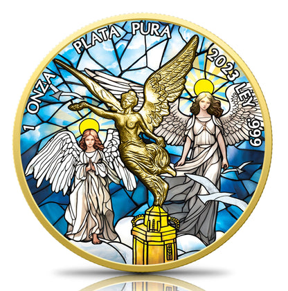 2023 Libertad Coin .999 Colorized Silver 1oz Stained Glass "Heaven"