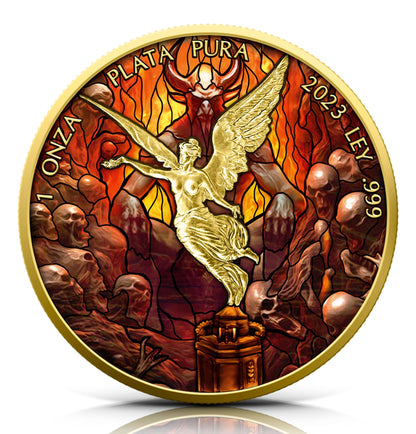 2023 Libertad Coin .999 Colorized Silver 1oz Stained Glass "Hell"