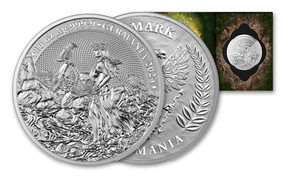 2024 Germania Mint Lady Germania 10 oz Silver BU Coin In Blister Pack Minted 500