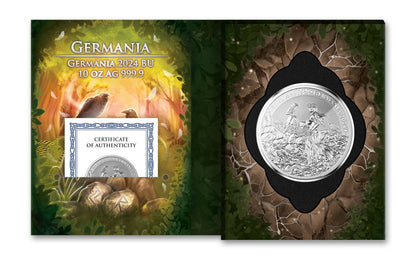 2024 Germania Mint Lady Germania 10 oz Silver BU Coin In Blister Pack Minted 500