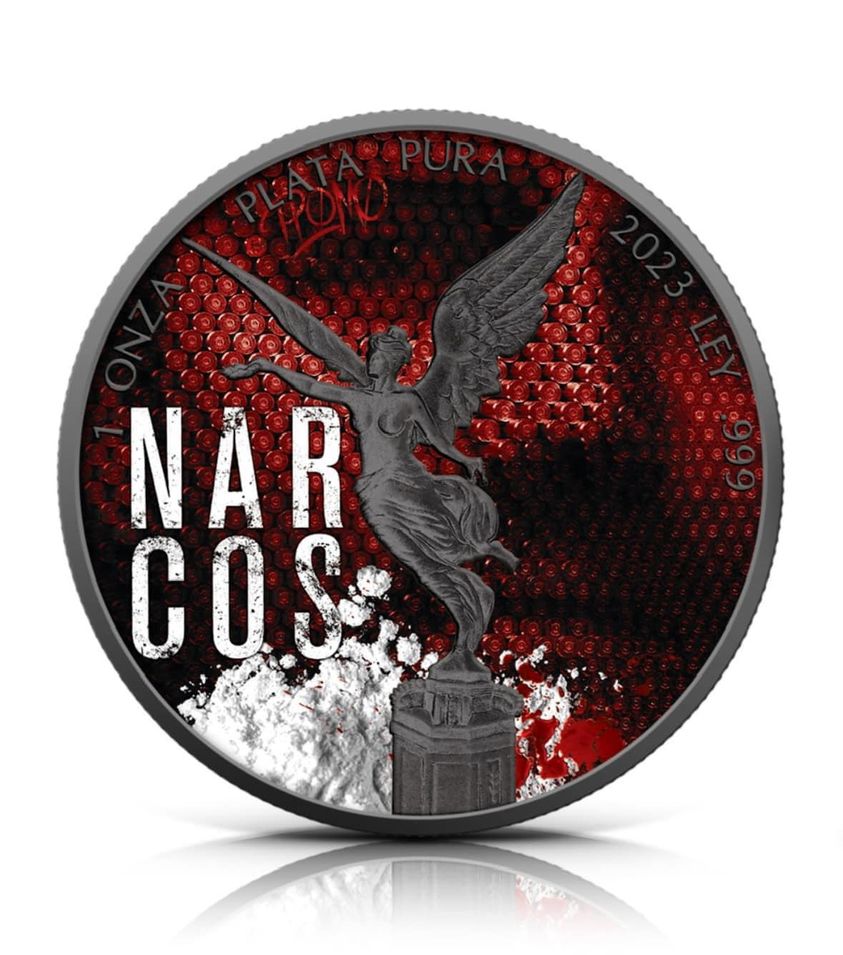 2023 1 oz .999 Silver Glow in the Dark NARCOS Mexico Libertad Capsule Sleeve & COA