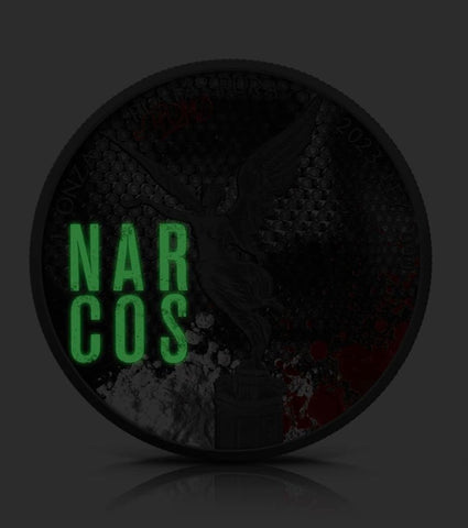 2023 1 oz .999 Silver Glow in the Dark NARCOS Mexico Libertad Capsule Sleeve & COA