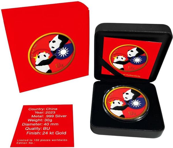 Panda Red with Gold Gilding Reverse 1oz Silver coin