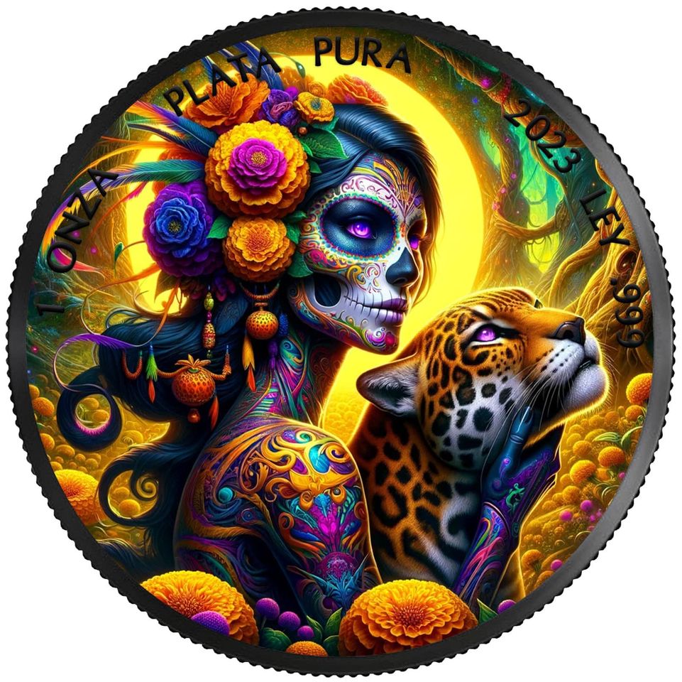 2023 Mexico Libertad Dia de los Muertos Big Cats Edition 1 oz Silver Coin with Blister & COA