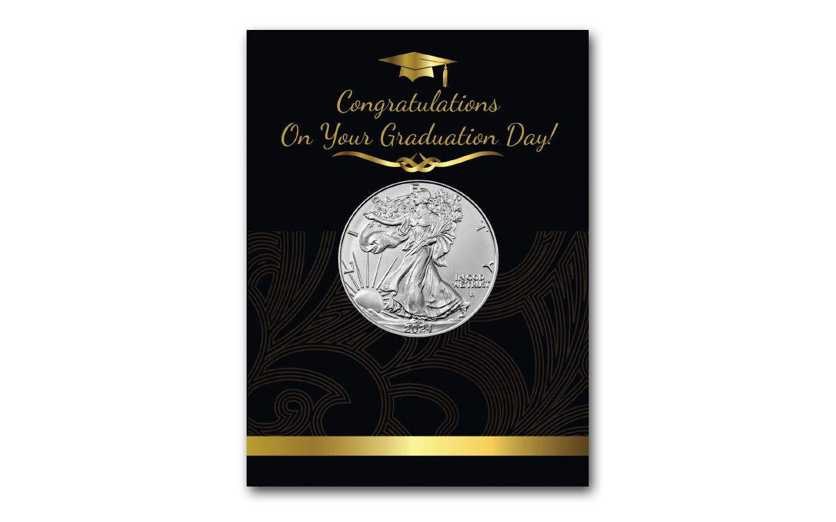 2024 1oz .999 American Silver Eagle BU Graduation Coin in Card