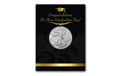 2024 1oz .999 American Silver Eagle BU Graduation Coin in Card