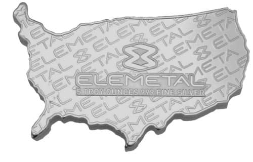 5oz USA Flag Shaped Continent Bar .999 Silver Bullion