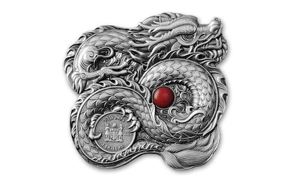 2024 Fiji $1 1-oz Silver China Whiskered Dragon Ultra High Relief Antiqued NGC MS70 w/Dragons of the World Label P/S