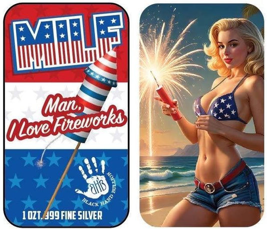 Silver Art Bar Man I Love Fireworks (MILF) Color Art Bar Dealer