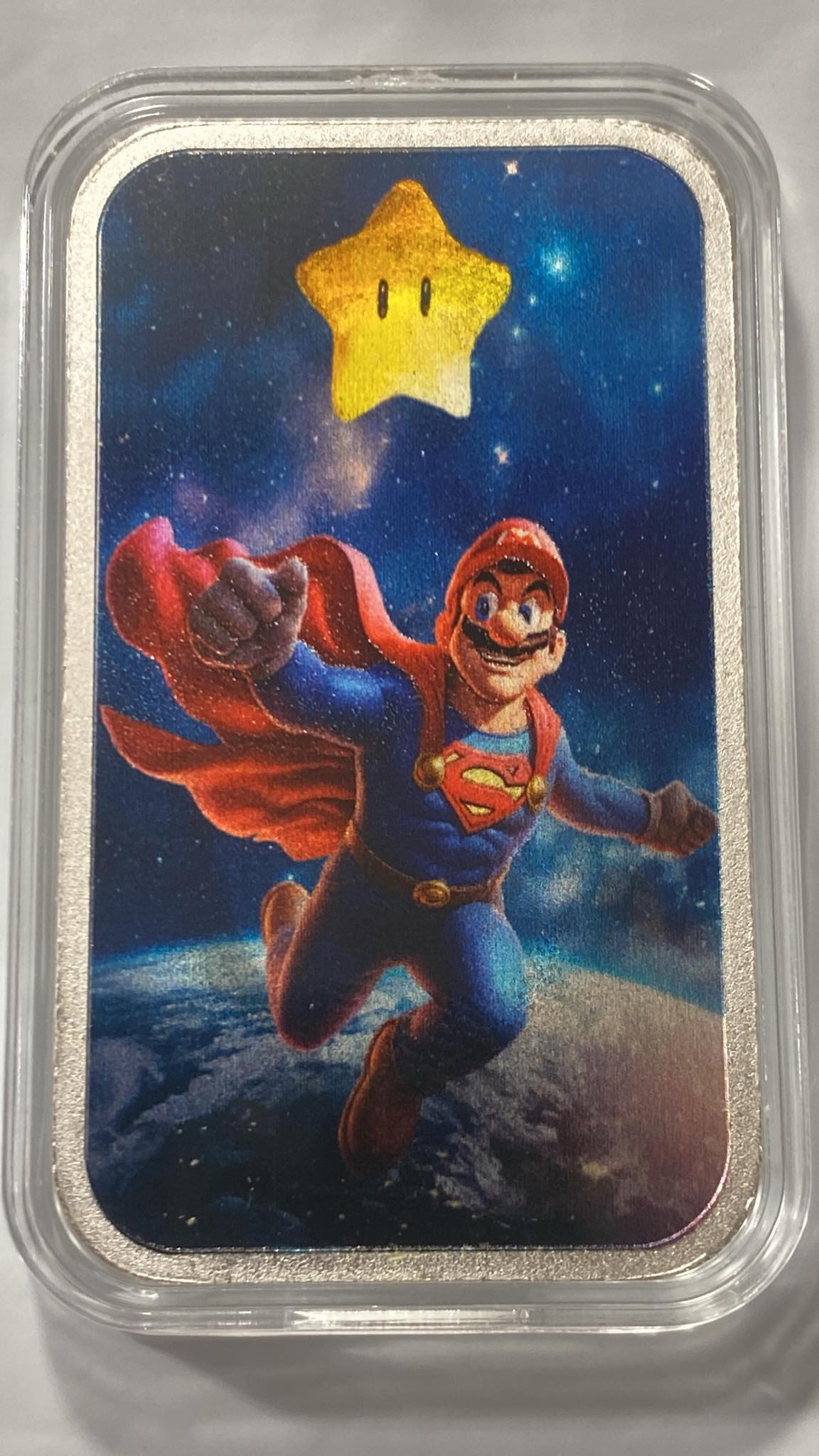 2024 1 oz .999 Silver Bar Colorized Mario Mashup Superman