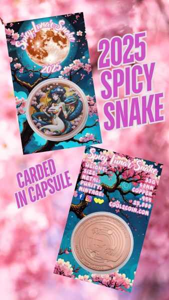 2025 Year of the Spicy Lunar Snake Colorized  33g Copper Round in Card Presale