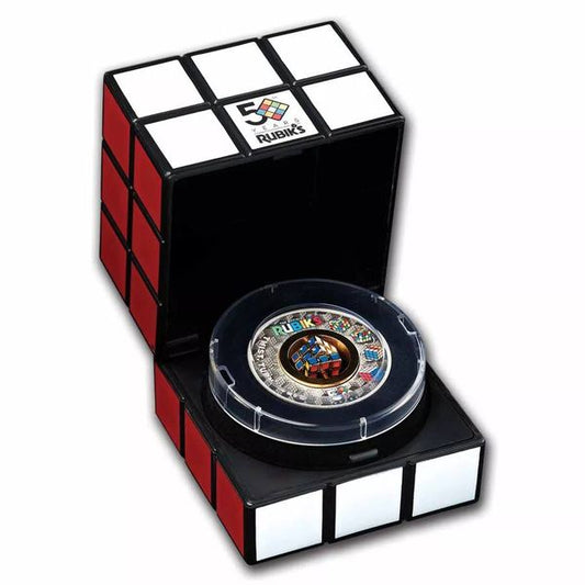 2024 Rubiks Cube 2oz .999 Silver Antique and Colorized Coin