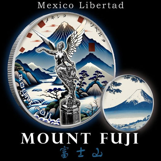 2023 Mexico Libertad Colorized & Enhanced "Mount Fuji" 1oz .999 Silver