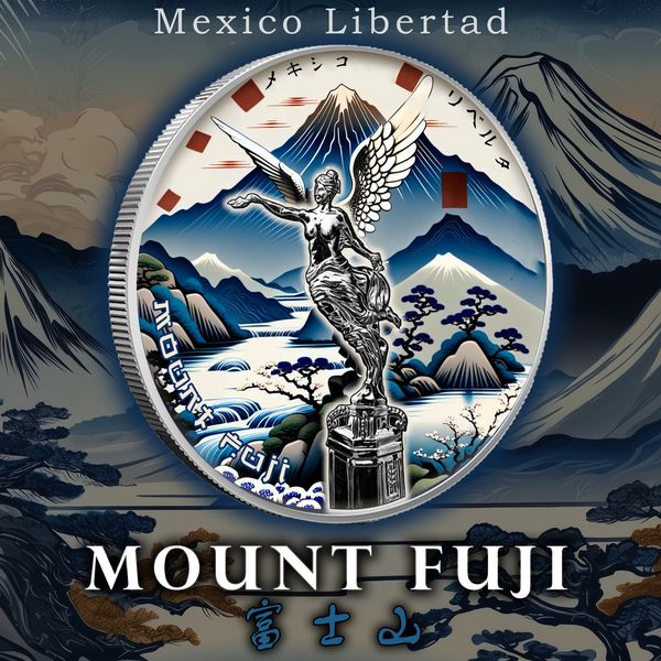 2023 Mexico Libertad Colorized & Enhanced "Mount Fuji" 1oz .999 Silver