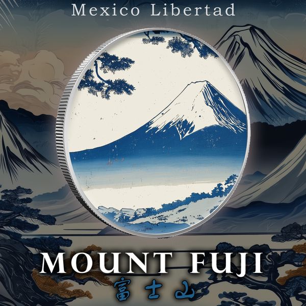 2023 Mexico Libertad Colorized & Enhanced "Mount Fuji" 1oz .999 Silver