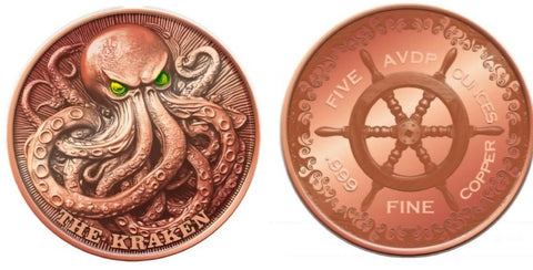 2023 5oz Glow in the Dark Colorized Copper Kraken Presale