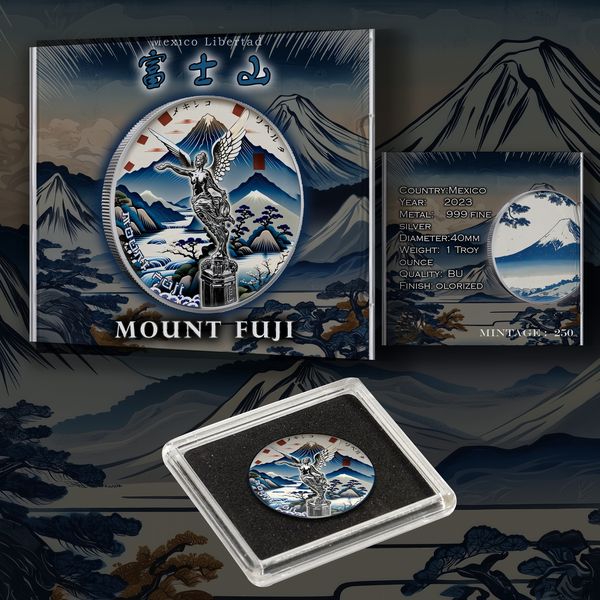 2024 Mexico Libertad Colorized & Enhanced "Mount Fuji" 1oz .999 Silver