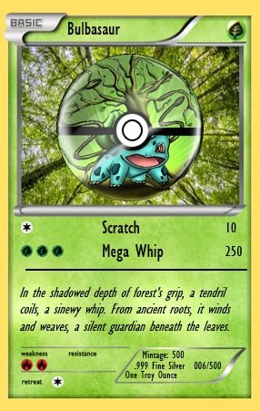 2024 1oz .999 Silver Captured Bulbasaur Pokemon Series w/s