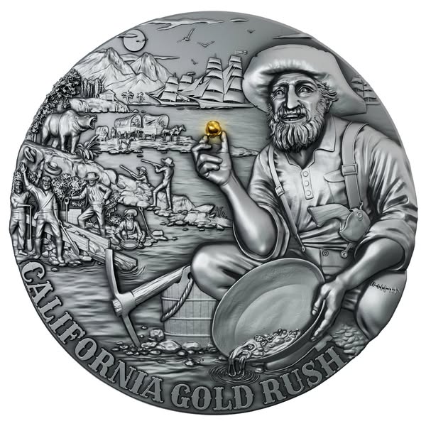 2025 Liberia 2oz .9999 Silver Coin California Gold Rush