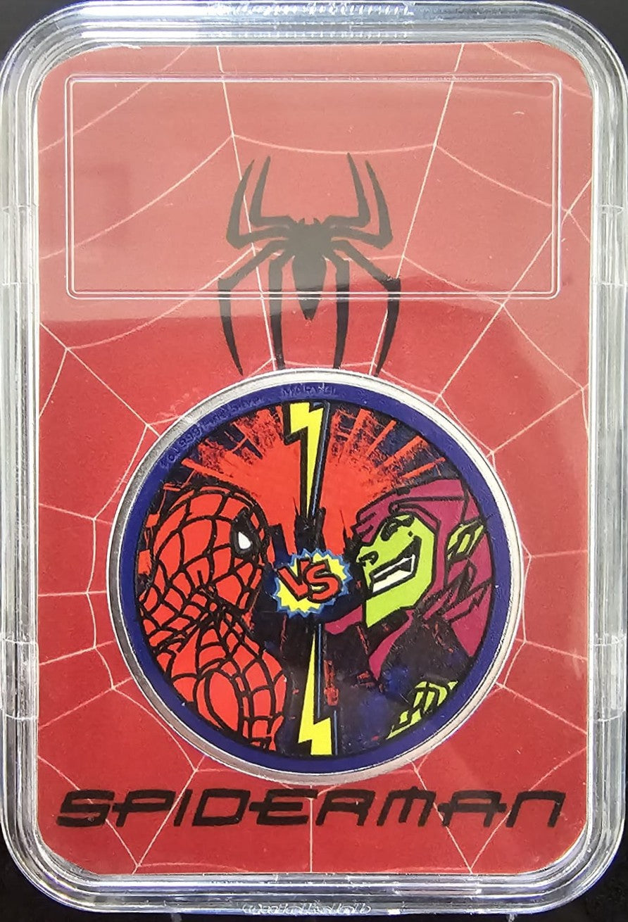 2025 Spider-Man vs Green Goblin Colorized in Slab 1oz .999 Silver Medal