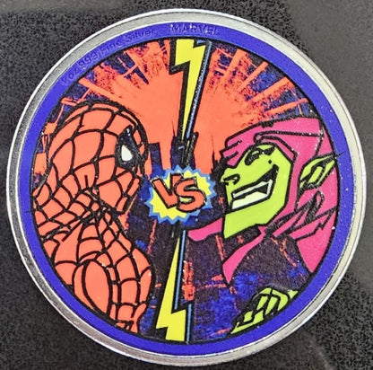 2025 Spider-Man vs Green Goblin Colorized in Slab 1oz .999 Silver Medal