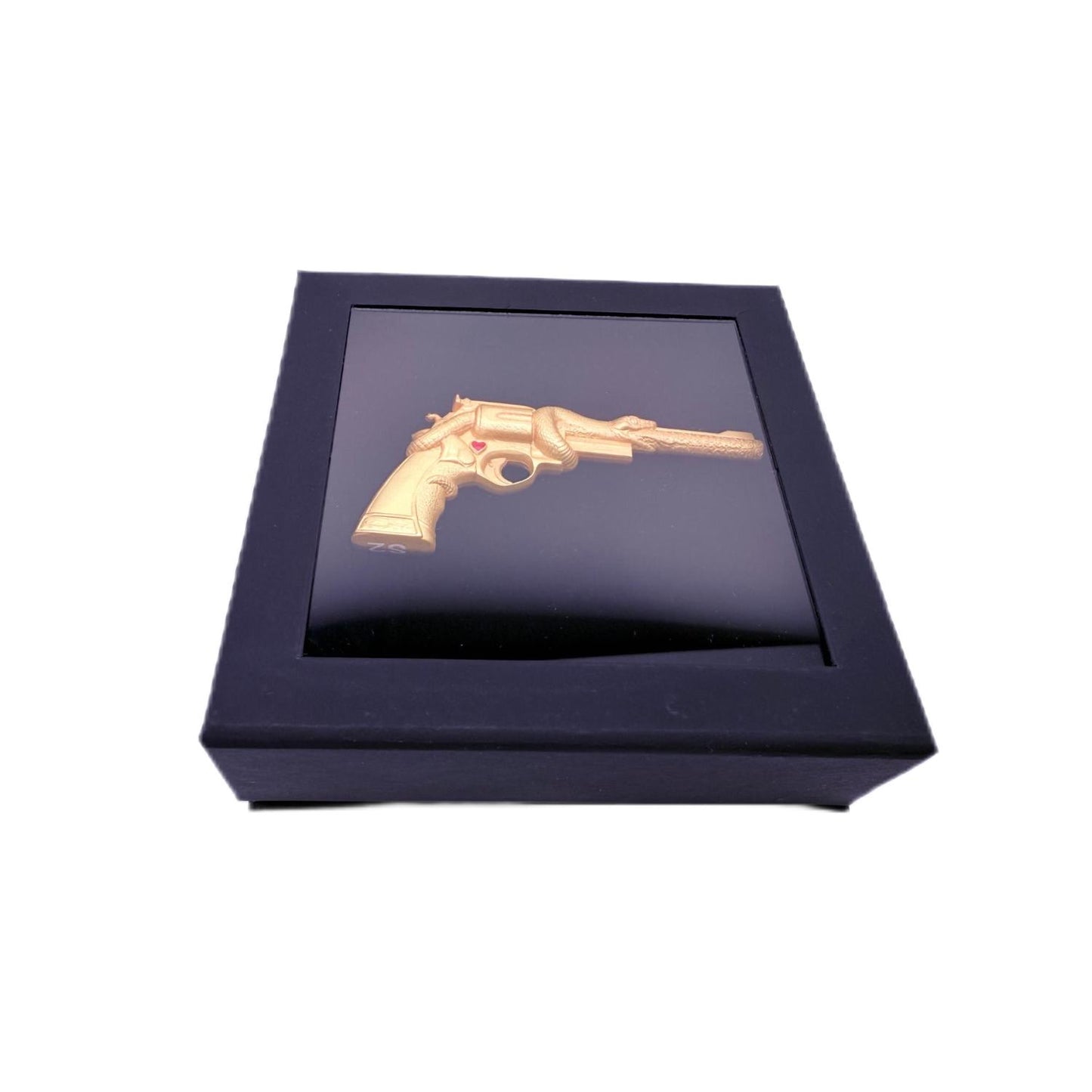 2 oz Snake Revolver Gold Gild .999 Shaped Silver