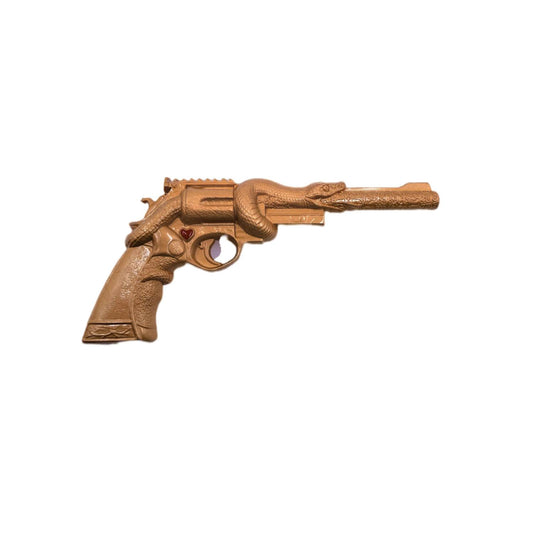 2 oz Snake Revolver Gold Gild .999 Shaped Silver