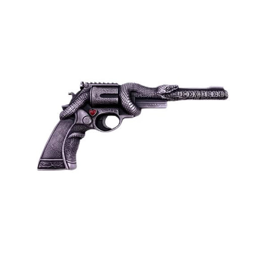 2 oz Snake Revolver Antiqued .999 Shaped Silver